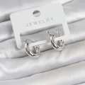 BUĞZ Gümüş Renk Pirinç Halka 15 mm Kadın Küpe