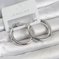 BUĞZ Gümüş Renk Pirinç Halka 30 mm Kadın Küpe