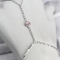 BUĞZ Gümüş Renk Pirinç Zirkon Taşlı Pembe Kalp Model Şahmeran