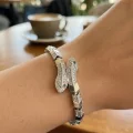 BUĞZ Gümüş Renk Pirinç Zirkon Taşlı Yılan Model Kadın Bileklik - BUĞZ