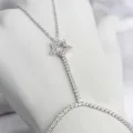 BUĞZ Gümüş Renk Pirinç Zirkon Taşlı Yıldız Model Şahmeran