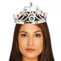 BUĞZ Gümüş Renk Plastik Prenses Tacı Kraliçe Tacı 60 Cm