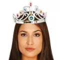  Gümüş Renk Plastik Prenses Tacı Kraliçe Tacı 60 cm