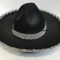 BUĞZ Gümüş Renk Şeritli Meksika Mariachi Latin Şapkası 55 cm Çocuk
