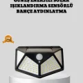 BUĞZ Güneş Enerjili Aydınlatma 100 LED Sensörlü Solar Dış Mekan Lamba