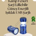 BUĞZ Güneş Enerjili Katlanabilir Kamp Feneri – USB Şarjlı, Hafif ve Çok Fonksiyonlu
