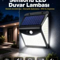 BUĞZ Güneş Enerjili Sensörlü Duvar Lambası Bahçe Lamba Suya Dayanıklı Bahçe Aydınlatma