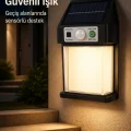 BUĞZ Güneş Enerjili Sensörlü Solar Aplik Dış Mekan Kapı Bahçe Balkon Garaj Duvar Işığı