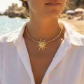 BUĞZ Güneş Model Gold Renk Choker Kadın Kolye - BUĞZ