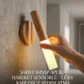 BUĞZ Günışığı LED Şarjlı Duvar Aplik Ahşap Renk Hareket Sensörlü Kablosuz Lüks Lamba Modeli
