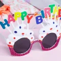 BUĞZ Happy Birthday Yazılı Beyaz Fuşya Renk Parti Gözlüğü 12x7 cm
