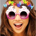 BUĞZ Happy Birthday Yazılı Pembe Fuşya Renk Parti Gözlüğü 12x7 cm