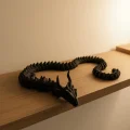 BUĞZ Hareketli Siyah Ejderha Figür Uzun Gövdeli Fantastik Masa ve Raf Dekoru