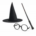 BUĞZ Harry Potter Tarzı Çocuk Seti (Siyah Keçe Şapka, Asa, Gözlük)