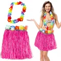 BUĞZ Hawaii Luau Aloha Pembe Püsküllü 40 Cm Etek Ve Hawaii Kolye Seti
