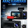 BUĞZ HD 3 Kameralı Araç Kamerası Ön Arka İç Kayıt Gece Görüşlü G Sensörlü Geniş Açılı