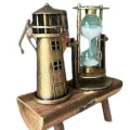 BUĞZ Hediyelik Eşya Retro Ahşap Deniz Feneri Kum Saati Biblo