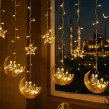 BUĞZ Hilal Yıldız LED Ramazan Işığı 3 Metre Dekoratif Perde Aydınlatması