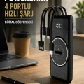 BUĞZ Hızlı Şarj Dijital Göstergeli Powerbankli Çoklu Şarj Özelliği