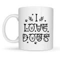 BUĞZ I Love Dogs Tasarımlı Porselen Kupa MODEL 64 – Sevimli Köpek Figürlü, Kahve & Çay Kupası