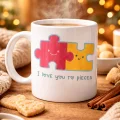 BUĞZ I Love You To Pieces Baskılı Porselen Kupa Model 14 - Sevgiliye Arkadaşa Özel Tasarım Kahve Kupası - Hediye Kupası