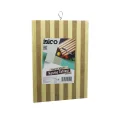 BUĞZ İbico İ22-190 Ahşap Bambu Kesim Panosu  Kesme Tahtası 24x34x1.3cm Beyaz Çizgili Metal Kulplu