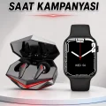 BUĞZ İkili Set Dev Kampanya Ucuz Kulaklık Ucuz Akıllı Saat Gürültü Önleyici Uzun Pil Ömrü