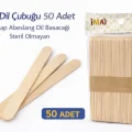 BUĞZ İMA Dil Çubuğu 50 Adet Ahşap Abeslang Steril Olmayan Tahta Dil Basacağı 1 Paket