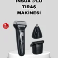 BUĞZ İnsua 3’lü Tıraş Makinesi – 3 Farklı Kesim Başlığı, Güçlü Motor, 60 Dakika Kullanım