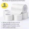 BUĞZ İpek Flaster 10 cm x 5 m 5 Adet Medikal Sabitleme Bandı Hipoalerjenik Yapışkanlı Cerrahi Flaster