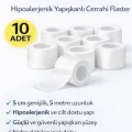 BUĞZ İpek Flaster 5 cm x 5 m 10 Adet Medikal Sabitleme Bandı Hipoalerjenik Yapışkanlı Cerrahi Flaster