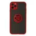 BUĞZ İphone 11 Pro Kılıf Montreal Yüzüklü Silikon Kapak - Kırmızı