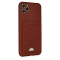 BUĞZ İphone 11 Pro Max Kılıf Kelvin Kartvizitli Silikon - Bordo