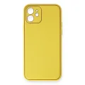 BUĞZ İphone 12 Kılıf Coco Deri Silikon Kapak - Sarı