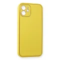 BUĞZ İphone 12 Kılıf Coco Deri Silikon Kapak - Sarı