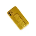 BUĞZ İphone 12 Kılıf Coco Karbon Standlı Kapak - Sarı