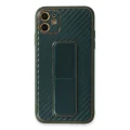 BUĞZ İphone 12 Kılıf Coco Karbon Standlı Kapak - Yeşil