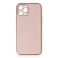 BUĞZ İphone 12 Pro Kılıf Coco Deri Silikon Kapak - Pembe