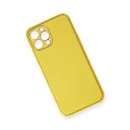 BUĞZ İphone 12 Pro Kılıf Coco Deri Silikon Kapak - Sarı