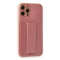 BUĞZ İphone 12 Pro Kılıf Coco Karbon Standlı Kapak - Pembe