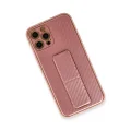 BUĞZ İphone 12 Pro Kılıf Coco Karbon Standlı Kapak - Pembe