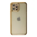 BUĞZ İphone 12 Pro Kılıf Joke Taşlı Silikon - Gold