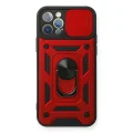 BUĞZ İphone 12 Pro Kılıf Pars Lens Yüzüklü Silikon - Kırmızı