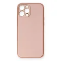 BUĞZ İphone 12 Pro Max Kılıf Coco Deri Silikon Kapak - Pembe