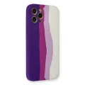 BUĞZ İphone 12 Pro Max Kılıf Ebruli Lansman Silikon - Mor-beyaz
