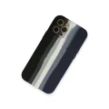 BUĞZ İphone 12 Pro Max Kılıf Ebruli Lansman Silikon - Siyah-lacivert