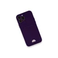 BUĞZ İphone 12 Pro Max Kılıf Kelvin Kartvizitli Silikon - Derin Mor