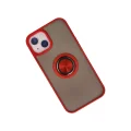 BUĞZ İphone 13 Kılıf Montreal Yüzüklü Silikon Kapak - Kırmızı