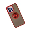 BUĞZ İphone 13 Pro Kılıf Montreal Yüzüklü Silikon Kapak - Kırmızı