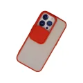 BUĞZ İphone 13 Pro Kılıf Palm Buzlu Kamera Sürgülü Silikon - Kırmızı